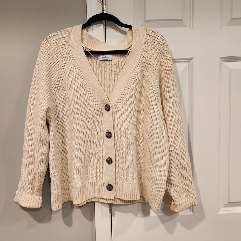 Old Navy Cream Button-Front Knit Cardigan